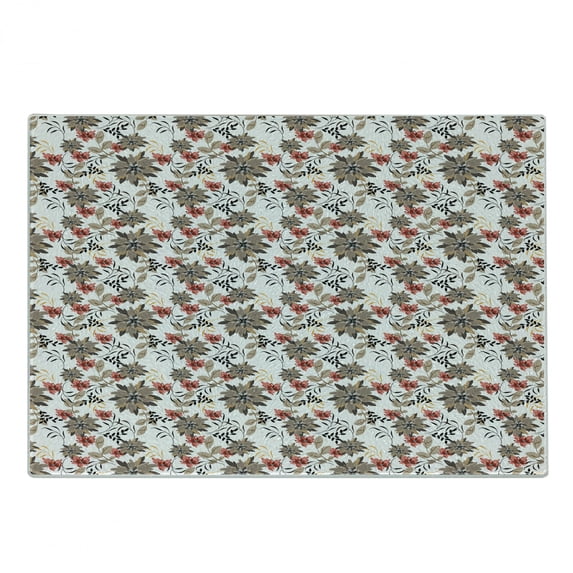 Floral Cutting Board, Beauty in the Nature Theme Nostalgic Blossoms and Leaves Garden Plants, Decorative Tempered Glass Cutting and Serving Board, Small Size, Multicolor, by Ambesonne