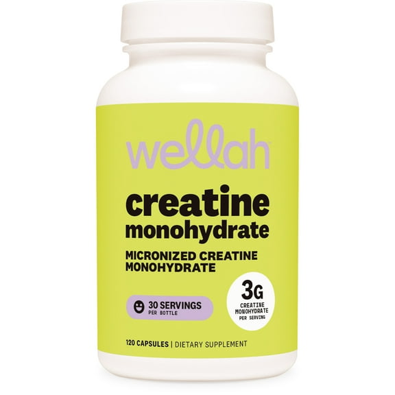 Wellah Creatine Monohydrate Capsules (3000 mg) 120 Capsules - Micronized Creatine, 30 Servings