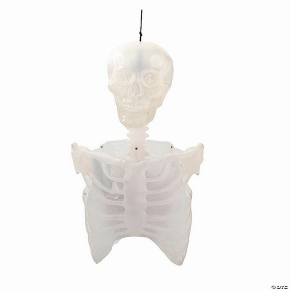 12 1/4" Light-Up Hanging Skeleton Torso with Fire Flashing Halloween Decoration
