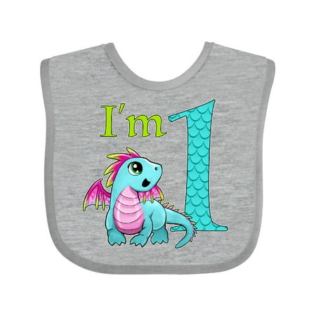 

Inktastic Blue and Pink Baby Dragon First Birthday Gift Baby Boy or Baby Girl Bib