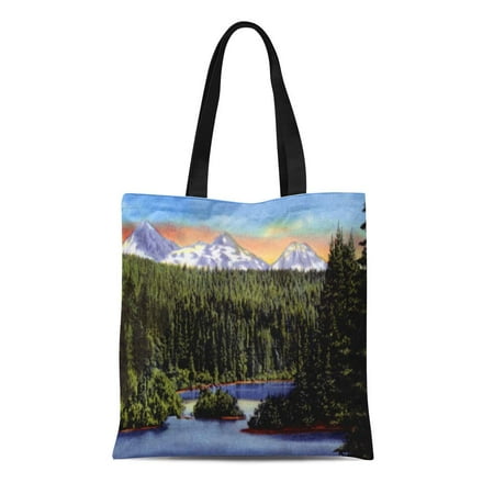 Shopping In Bend KDAGR Canvas Tote Bag Bend Oregon Scotts Lake and Three Reusable Handbag Shoulder Grocery Shopping Bags ()