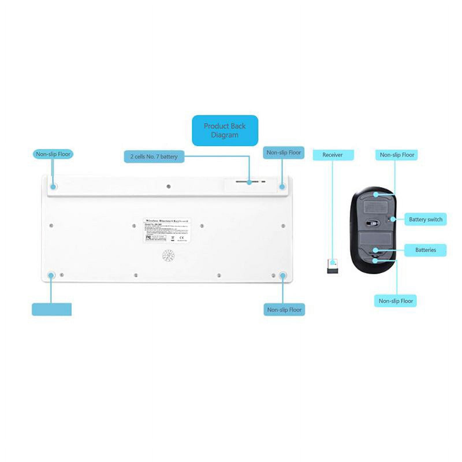 Maynos Wireless Computer Keyboards with User Manual, White