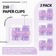 thumbnail image 3 of shiyou-Colorful Paper Clips Assorted Sizes, Small and Large Paperclips, 210 Count, 3 Pack of 70 (Purple), 3 of 4
