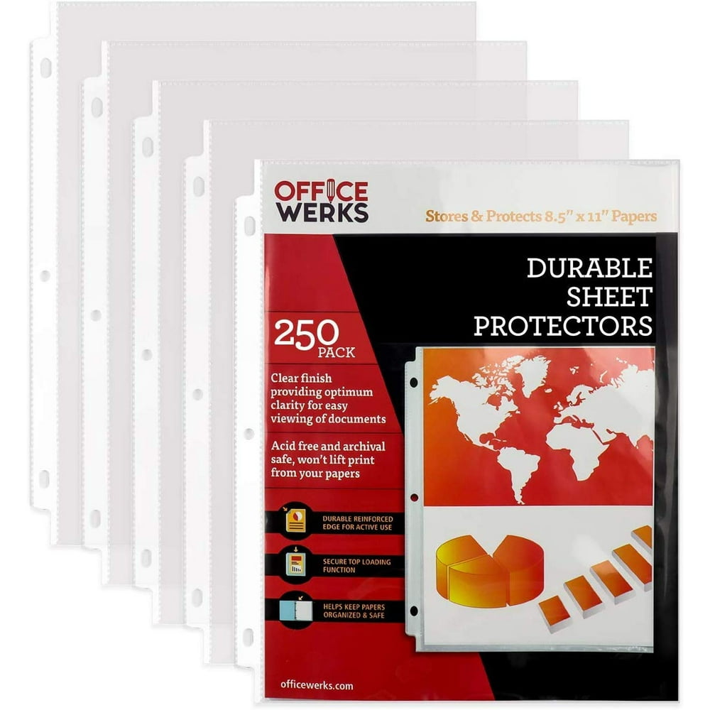 Clear sheet protectors 8 5 x 11 250 pack durable top load