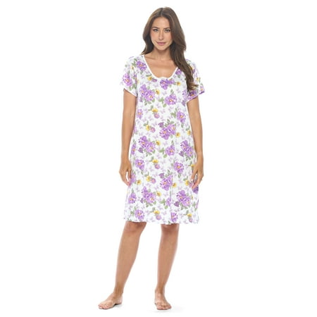 

Casual Nights Women s Short Sleeve Nightgown Lace V-Neck Sleepshirt Night Dress