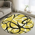 thumbnail image 2 of Round Rugs 3.3 Ft, Yellow Geometric Non Slip Area Rugs for Kitchen Bedroom Entryway, Farmhouse Abstract Black White Striped Washable Carpet Runner Rug Floor Mats for Bedroom Home Decor, 2 of 9
