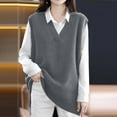 thumbnail image 4 of DAFPZW Women Sweater Vest Oversized V-Neck Sleeveless Knit Pullover Ribbed Vest Dress with Pockets, 4 of 5