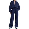 thumbnail image 4 of Gamivast Women's 2 Piece Sweatsuit Cropped Zip up Jacket and High Waisted Pants Set Casual Tracksuit Fall Winter Athletic Lounge Outfits Activewear, 4 of 6
