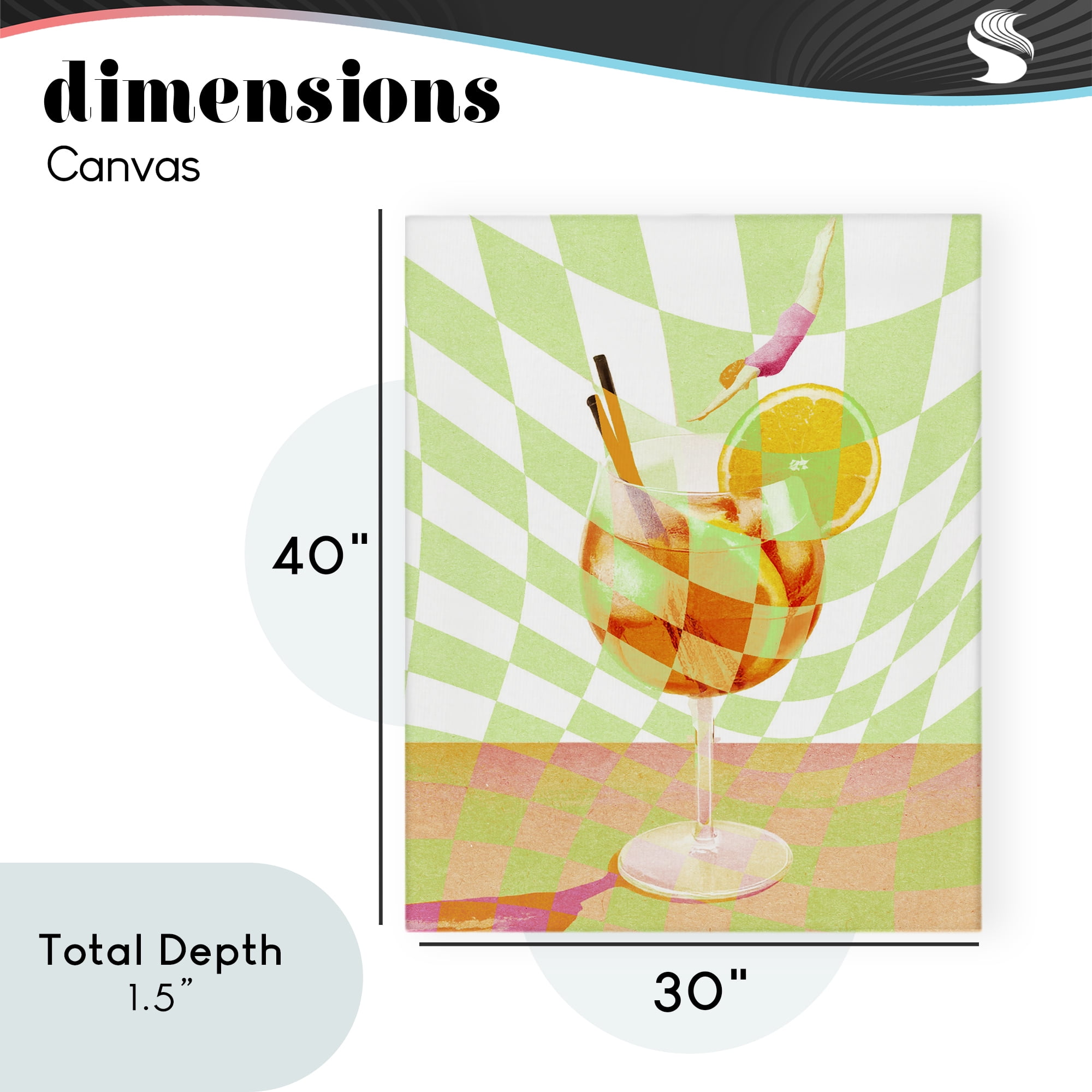 Retro Swimmer Summer Cocktail Canvas Wall Art, design by Lil' Rue
