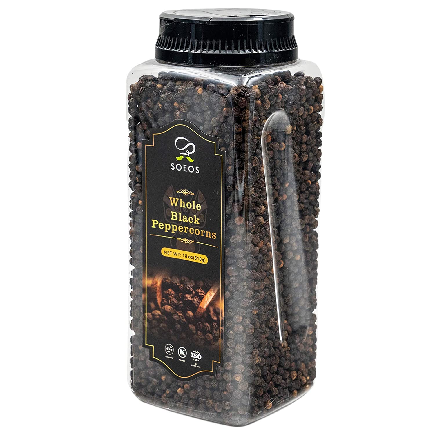 Soeos Premium Whole Black Peppercorns 18oz, (TOP GRADE), Black