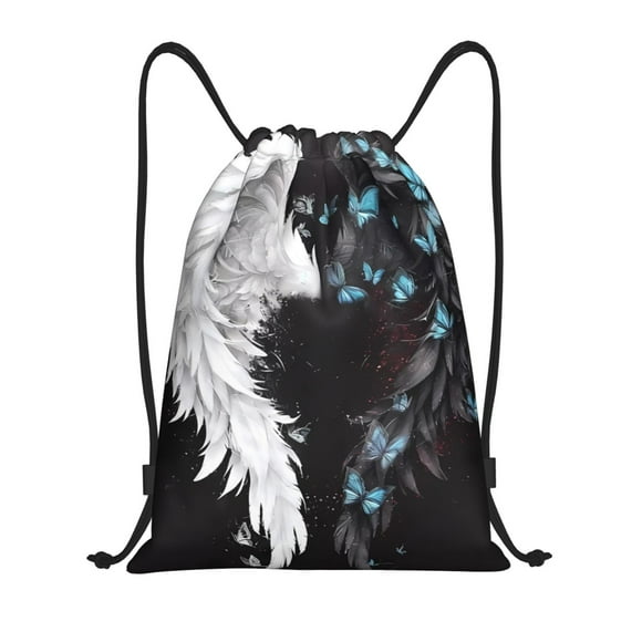 Sikiie Butterfly Angel Wings Art Print Drawstring Backpack Drawstring Bags, Draw String Back Bag for Sports, Gym, Travel, Swimming, Beach-Medium