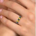 thumbnail image 4 of Gem Stone King 925 Sterling Silver London Blue Topaz and Yellow Sapphire Wedding-Bands Ring for Women | 0.98 Cttw | Round 3.5MM | Gemstone November Birthstone | Size 9, 4 of 6