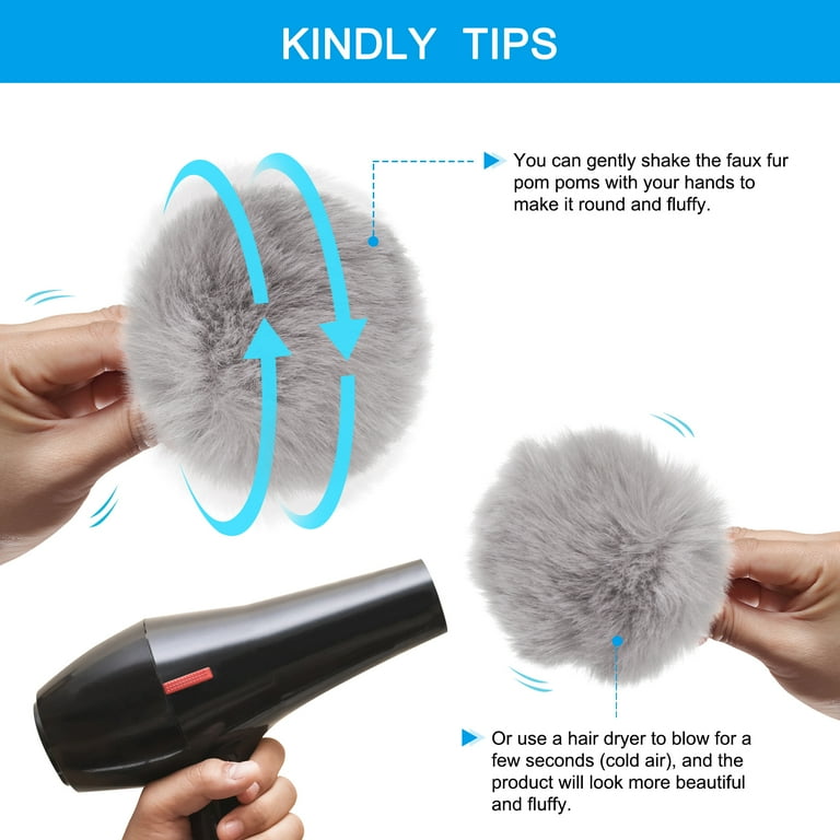 Uxcell Faux Fur Pom Poms for Hats, Fluffy Soft Fur Poms Balls