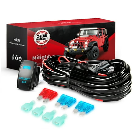 Nilight LED Light Bar Wiring Harness Kit 16AWG 12V 5Pin Rocker Switch Wiring Harness Laser On ...
