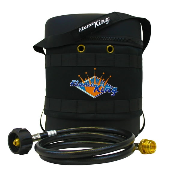 Flame King Gas Hauler Kit-Insulated Protective Carry Case for 3LB Propane Tank Plus Adapter Hose