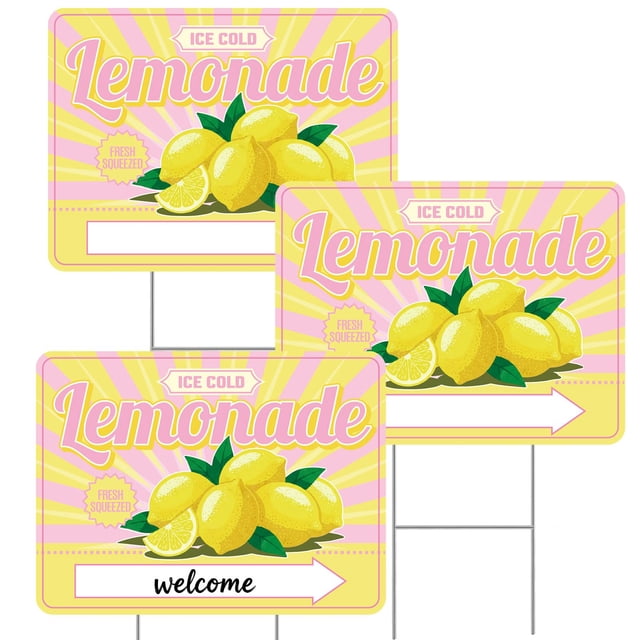 Letrero Liraveno Summer de Lemonade Stand Supplies, 3 unidades, helado