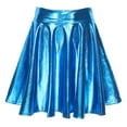 thumbnail image 5 of Haitryli Women Shiny Metallic Skater Flared Skirts Holographic High Waist Pleated Skirts Dancewear Blue A M, 5 of 7