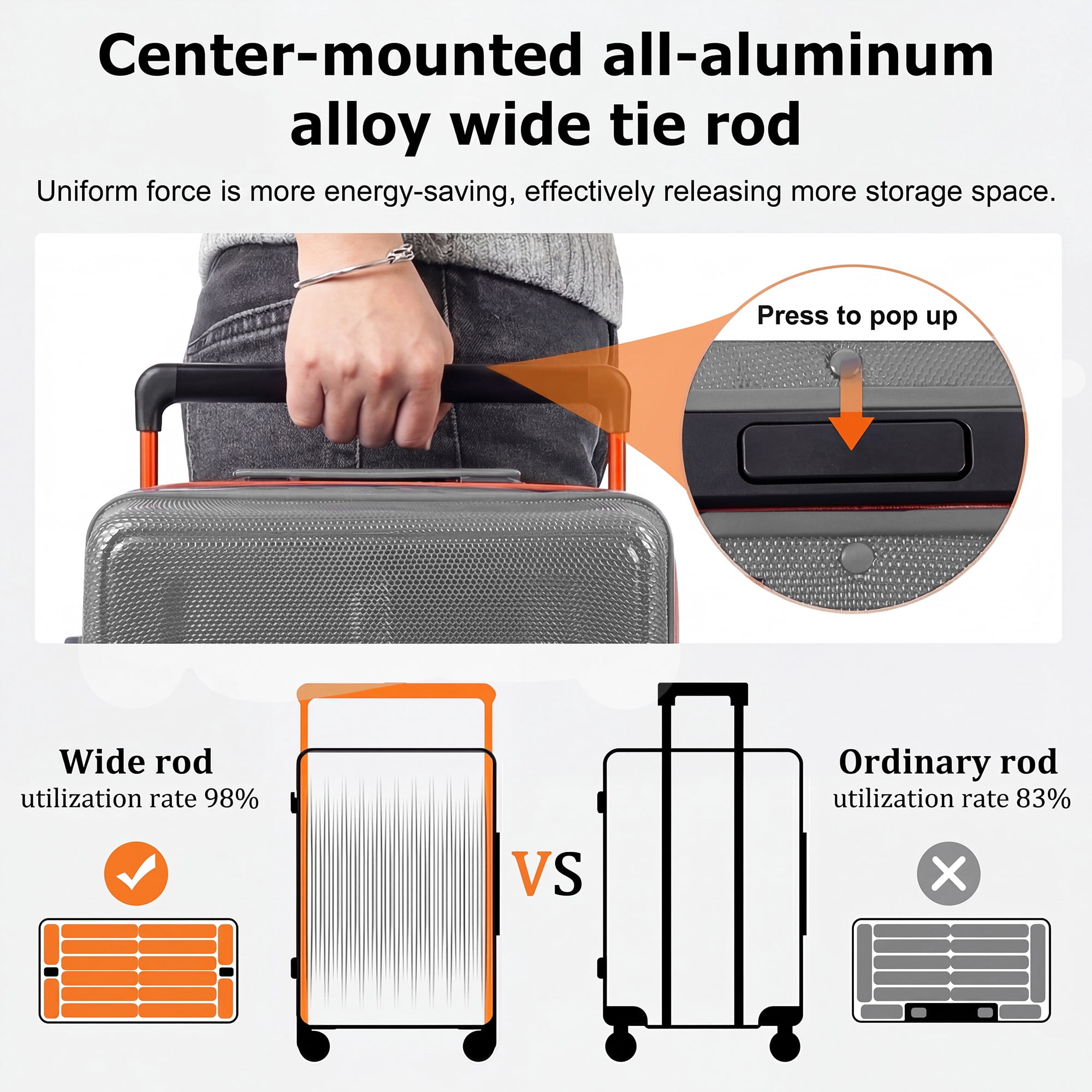 New York Xpress 20" Carry on Luggage,PC Hardside Expandable Suitcase with Silent Wheels & Aluminum Wide Handle,TSA-Approved, Silver - LP13803