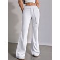 thumbnail image 4 of Women'S Wide Waistband Sweatpants Trendy Baggy High Waisted Casual Trousers Flare Leg Pant White XXL, 4 of 7
