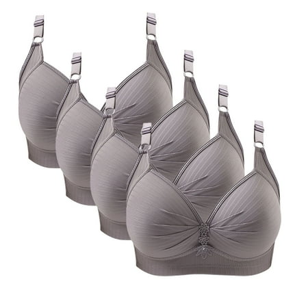 Diufon 4 Pack Wireless Comfortable Bra for Women Everyday Full Coverage V Neck Bras Ladies Support Push Up Bralettes