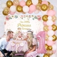 thumbnail image 4 of Little Princess 1st Birthday Decorations for Girls, Pink White and Gold Balloon Arch Kit, Pink 1 Balloon for First Birthday Our Little Princess Is Turning One Backdrop for Oen Year Old Girl, 4 of 6