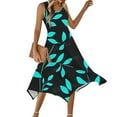 thumbnail image 6 of Womens Holiday Beach Sundress Casual Crewneck Sleeveless A-line Dresses Flowy Irregular Hem Tank Dress Floral Pattern, 6 of 8