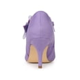 thumbnail image 2 of BLISSFUL STEP Women's Pointed Toe Bow Decor Stiletto Heel Ankle Boots Purple 9, 2 of 7