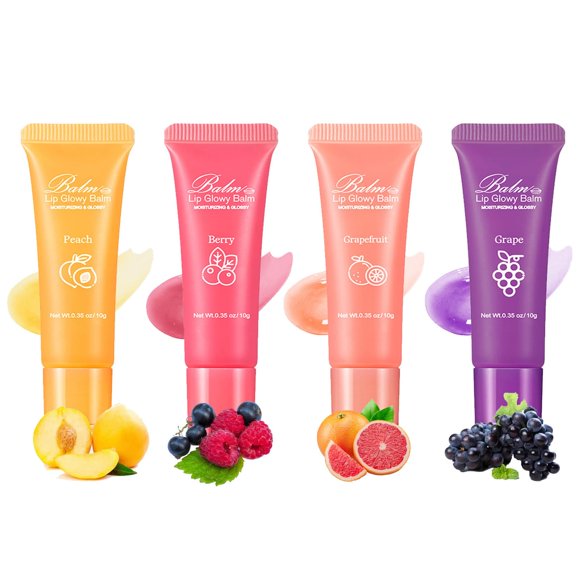 Bálsamo labial Grospe Fruit Glowy con vitamina E, 10 g, paquete de 4