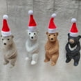 thumbnail image 4 of D-GROEE Christmas Tree Bear Ornaments - Plastic Cute Brown/Grey/White/Black Bear Wearing Santa Claus Hats - Hanging Decoration Christmas Tree Decoration, 4 of 8