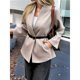 thumbnail image 4 of Abrigos de Lana para Mujer, Otoño-Invierno, Informales, con Frente Abierto, Chaquetas de Urdimbre Modernas con Cinturón. Marrón S, 4 of 9