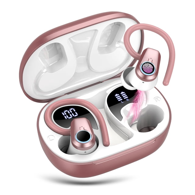 Auriculares inalámbricos Poounur H9 Bluetooth 5.3 Sport 50H Rose Gold