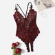 thumbnail image 2 of Gibobby Ropa interior mujer Conjunto de lencería for Mujer Conjunto de lencería con Liguero y corpiño de Encaje Floral(Vino, CH), 2 of 5