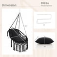 thumbnail image 3 of Neatifyes Macrame Swing Chair, Hanging Porch Swing w/Soft Seat Cushions, Cotton Rope & Hardware Kits, Holds Up to 330 LBS, Oval Hammock Chair for Indoor Outdoor Home Patio Balcony (Black), 3 of 9