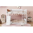 thumbnail image 6 of Newest Twin Over Twin Playhouse Bunk Bed with Climbing Ramp & Ladder, Solid Pine Wood Floor Bunk Bed with Safety Guardrails, White - for Small Bedroom & Playroom, 6 of 13
