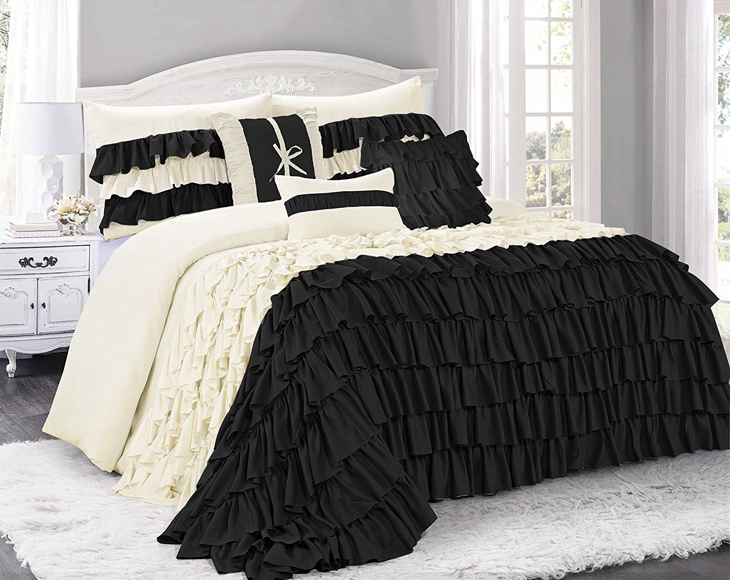 Ivory 0028099 King Fashion Street Adella 7 Piece Comforter Set 