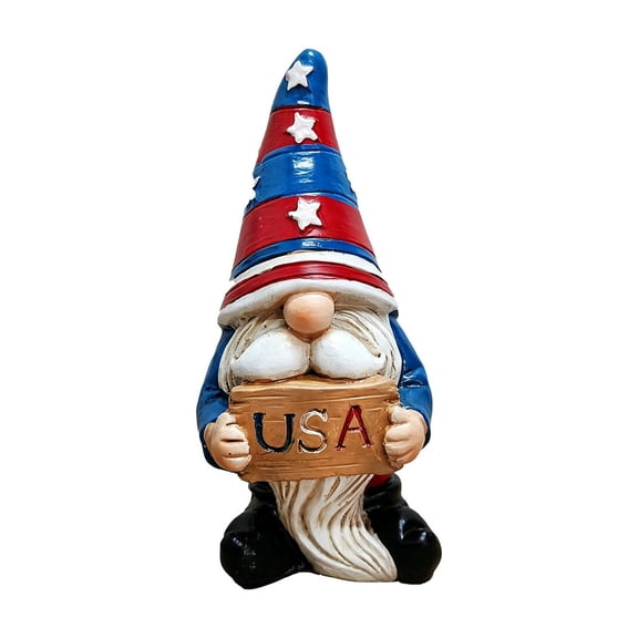 DefiDgd USA Anniversary Patriotic Gnome Resin Statue Decor,Red White and Blue Dwarf Figurine for Living Romm Bedroom Tabletop Bookshelf Home Decoration(C)