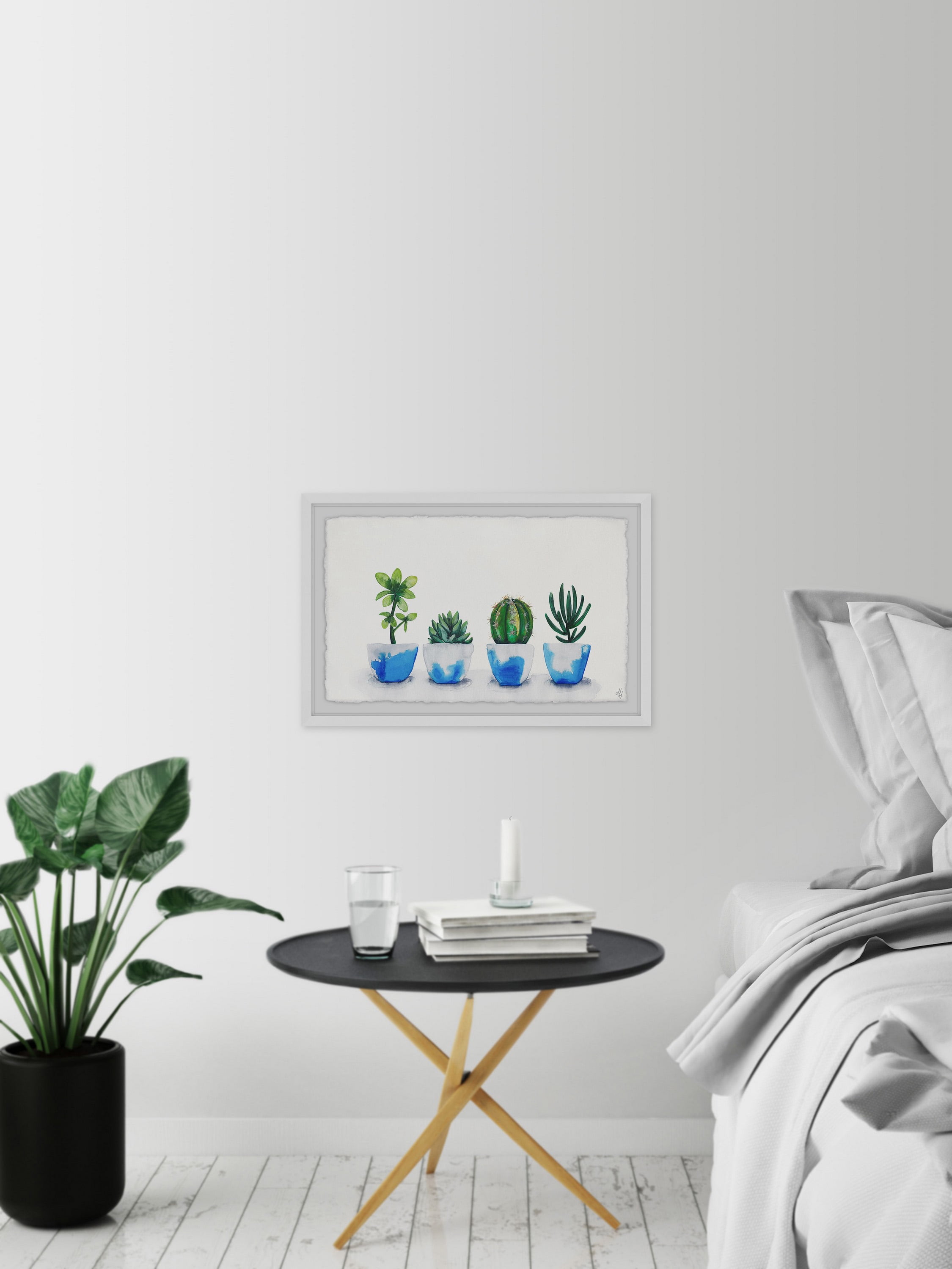 Touch of Blue Pots Framed Painting Print