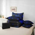 thumbnail image 4 of Erosebridal Neon Honeycomb Bedding Sets Twin Size, Blue Geometric Comforter Sets with Sheets, Abstract Stripe Reversible Bedding Twin Size, Breathable Room Decorative, 7pcs, 4 of 6