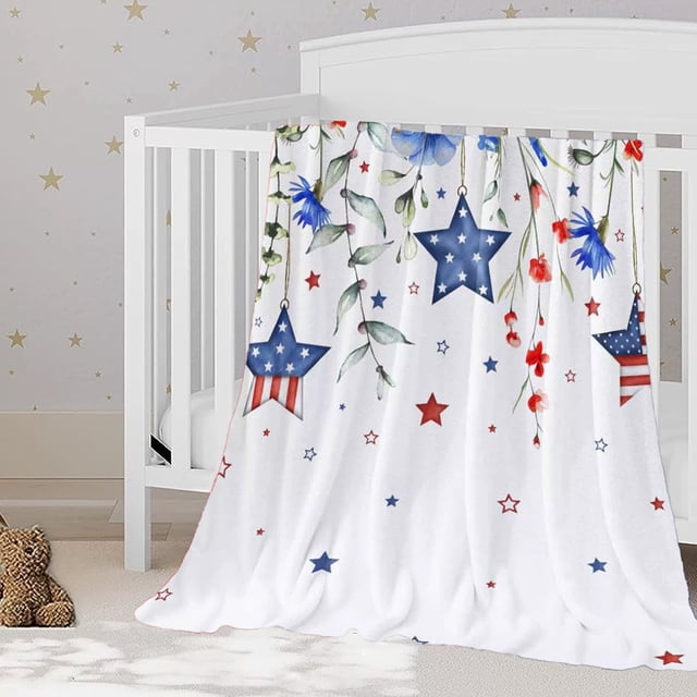 Xihbxyly Manta Del Día de La Independencia, Manta Ligera de Franela con Diseño de Bandera de Ee. Uu., Acogedora Decoración para Sofá, Versátil para Uso En Interiores y Exteriores, Regalo Perfecto par