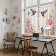 thumbnail image 5 of Pink Flower Tier Curtains 54 Inch Length, Spring Floral Butterflies Birds Elegant Farmhouse Cafe Short Curtains for Bathroom Sink, Small Kitchen Curtain Light Filtering Drapes 2 Panels 27.5"Wx54"L, 5 of 8