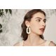 thumbnail image 2 of Aretes SELFWIMG de Rafia Ovalados Colgantes Blancos Hechos a Mano, 2 of 7
