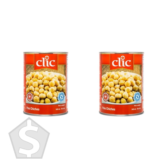 Clic Canned Chickpeas, 12 × 540 mL - Pack of 2