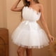 thumbnail image 1 of Vestido de malla elegante con lazo, minifalda, vestido de noche, vestidos cortos, vestido elegante, 1 of 6