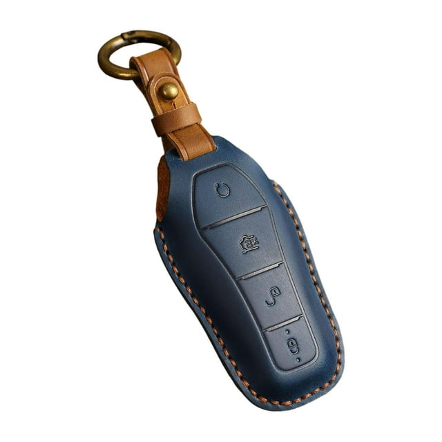 koolsoo Car Key Fob Cover Dustproof PU Leather for Byd Dolphin Yuan Plus Atto 3 Blue