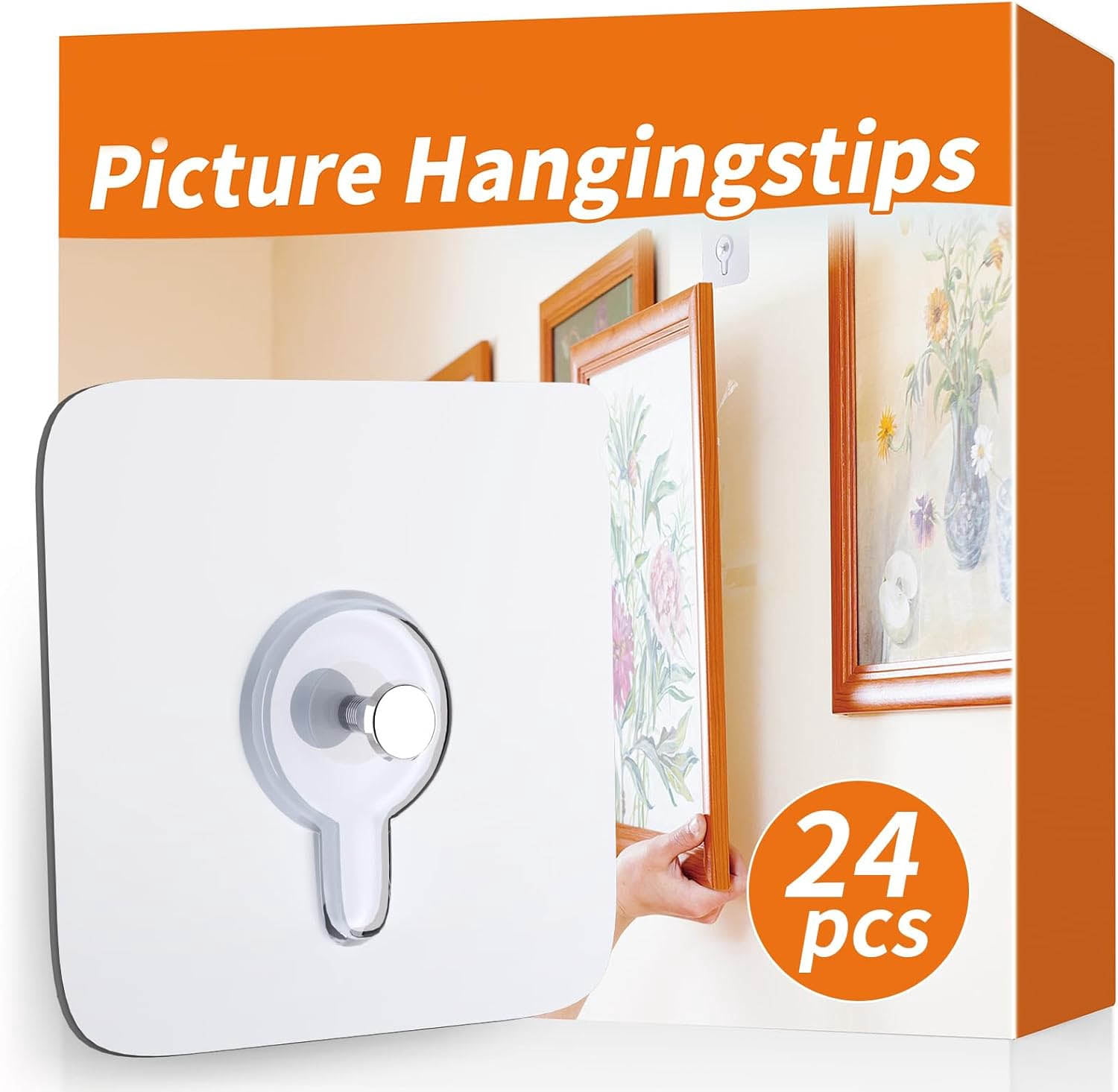 Picture Hangers Without Nails, Adhesive Wall Hooks for Kitchen, Bathroom, Home and Office