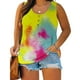 thumbnail image 2 of Tank Top Mujeres Verano Mujer sin mangas Floral impreso botón de talla grande camisetas sin mangas suelta cuello redondo chaleco camisetas túnicas camiseta (Yellow, XXXXL), 2 of 6