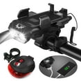 thumbnail image 1 of CHUANK YSANAM Bike Set Front and Rear 4 in 1 USB Rechargeable Waterproof Headlight with Phone Holder Horn Mobile Power for Road Mountain Cycling, 1 of 7