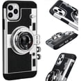 thumbnail image 2 of iPhone 15 Pro 6.1 inch 2023 Camera Phone Case Vintage Cover Cute 3D Cool Unique Design with Removable Neck Strap Lanyard for Girls Women Black, 2 of 4