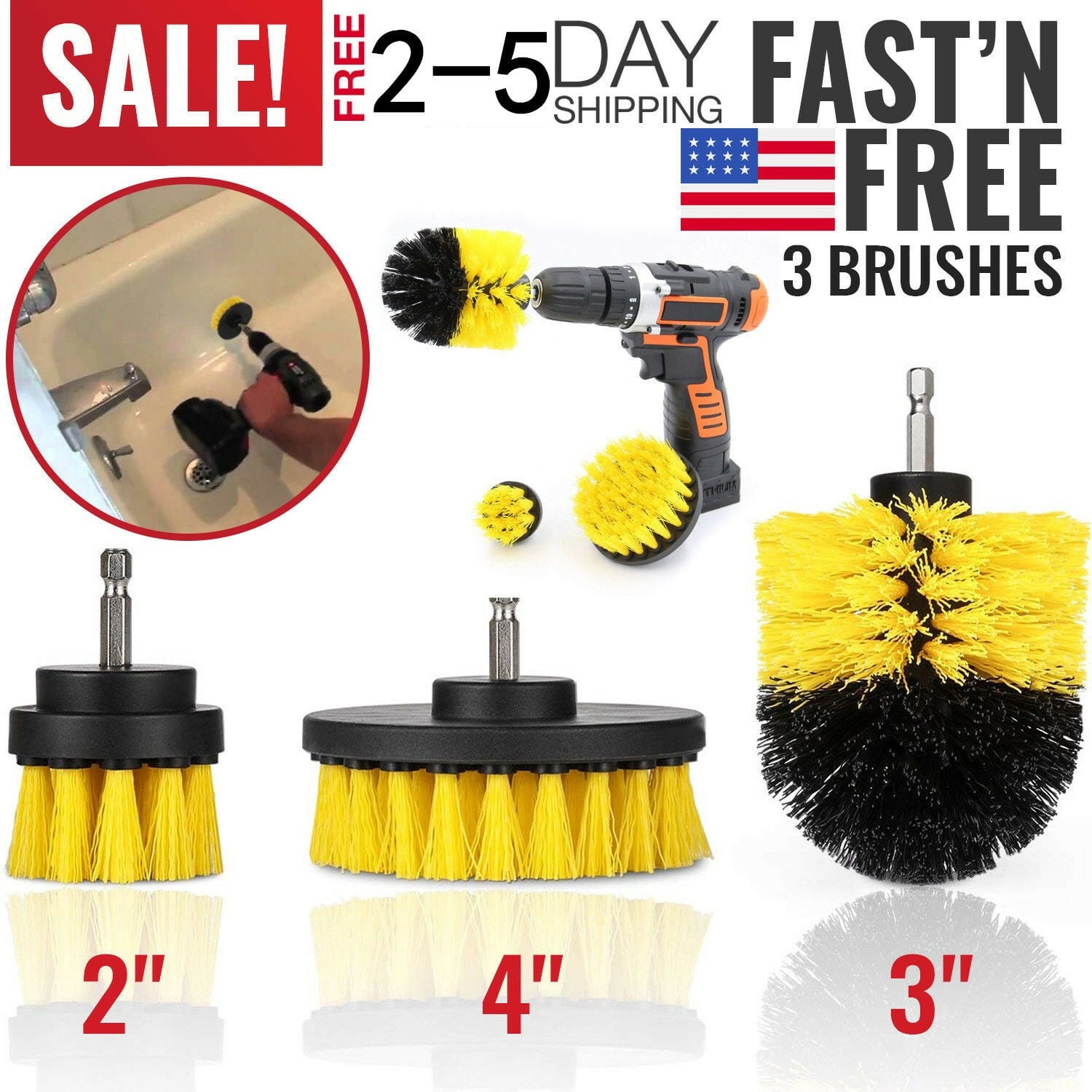 360‎° Turbo Power Scrub Bath Floor & Tile Cleaning Brush Scrubber For