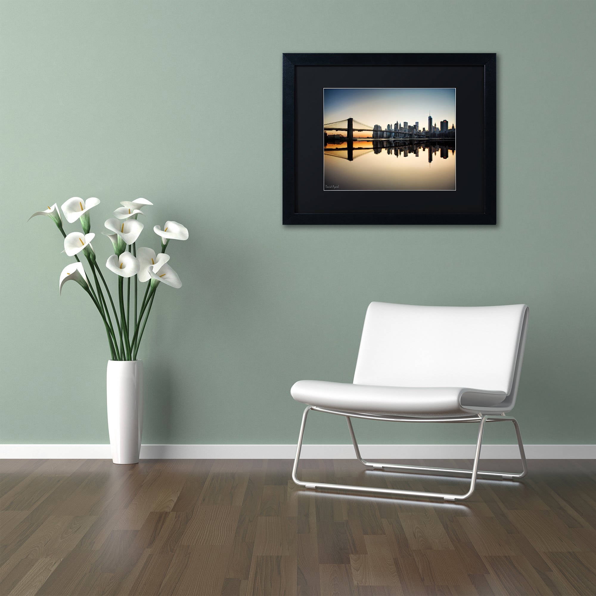 Trademark Fine Art "Downtown NY" Canvas Art by David Ayash Black Matte, Black Frame